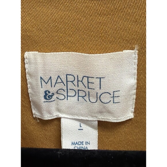 Market & Spruce Mustard Utility Jacket Women’s Large Cotton Stretch Pockets - Picture 3 of 13